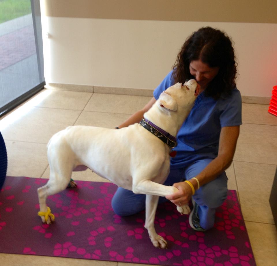 Shari with White Dog | Pawsitively Unleashed Performance Canine Rehabilitation and Conditioning
